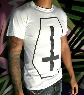 £7.64 • Buy Mens White Inverted Cross Anarchist Anarchy Themed T-shirt Top Goth Int