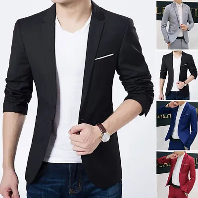 $26.33 • Buy Men's Business One-Button Suit Casual Slim Fit Formal Blazer Coat Jacket Tops US