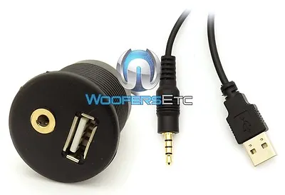 Flush Mount Usb Aux 3.5mm 1/8  Headphone Jack Dash Mounting Dashboard Dock Input • $19.99