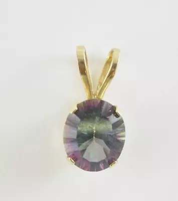 Beautiful Ladies 14k Yellow Gold Oval Cut Mystic Topaz Pendant 2.1g • $199