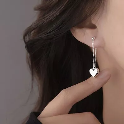 Women Girls 925 Sterling Silver Heart Dangle Drop Stud Earrings Jewellery Gift  • £3.49