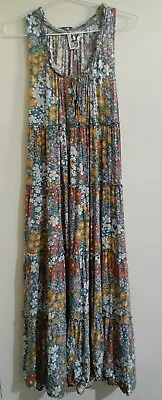 Jaase Maxi Dress Floral Design Size M 10-12 Preloved Condition Aus Design Cotton • $25