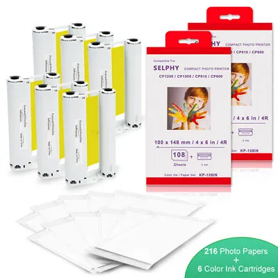 Canon KP-108IN Ink And Paper For Selphy CP Serie Photo Printers CP1300 CP900 Lot • £18.99