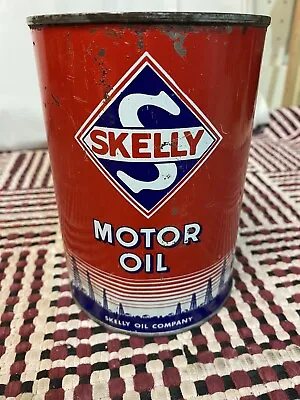 Empty Metal 1 Qt Skelly Motor Oil Can • £34.06