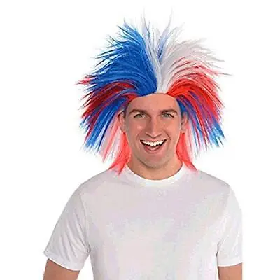 Amscan 396295 Crazy Party Wig Costume Red White And Blue • $28.99