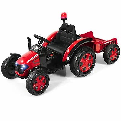 £136.99 • Buy 12V Kids Ride On Tractor Electric Car With Trailer Remote Control Ground Loader 