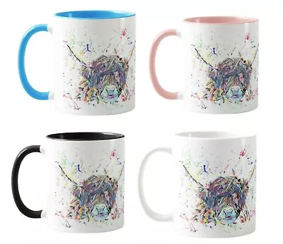 Highland Cow Scottish Farm Animal Watercolour Art Coloured Mug Cup Office Work  • £10.99