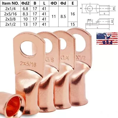 Bare Copper Lugs Ring Terminals Battery Wire Welding Cable Connectors 8-4/0 AWG • $14.69