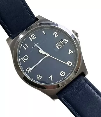 Marc Jacobs MJ8670 Jimmy Blue Dial Navy Blue Leather Strap Men's Watch New Batt • $24.59