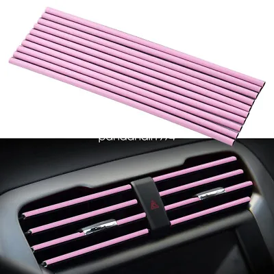 $15.31 • Buy 10x Car Accessories Air Conditioner Air Outlet Decoration Strip Cover Pink
