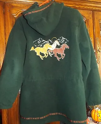 CABELAS Coat Green With Horse Scene Lined & Warm Western/Cowgirl Women's   L • $45