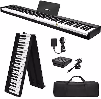 88 Key Fold Electric Piano Keyboard Portable Semi Weighted Full Size Key W/Pedal • $118.30