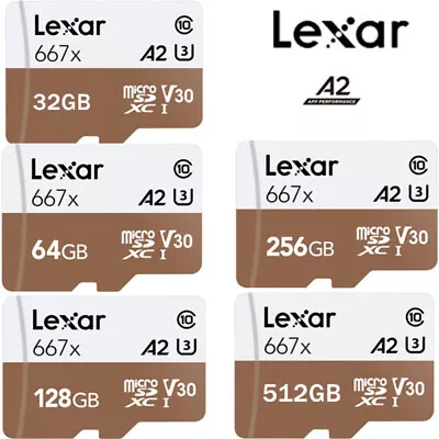 £5.99 • Buy Lexar 667X 32GB 64GB 128GB 256GB 512GB A2 U3 V30 Class 10 Micro SD Memory Card