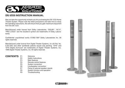 Acoustic Solutions DS 533 Speaker System 5.1 Surround Sound With Sub Woofer • £60