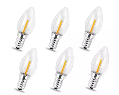 6pcs E12 Candelabra Led Bulb C7 0.6W 110V 2200K/2700K Filament Glass Light #F18F • $8.88