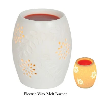 £9.95 • Buy Aroma Electric White Floral Wax Melt Burner / Warmer - Suitable For Yankee Tarts