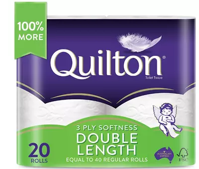 Toilet Paper 20 Rolls Deluxe Quilton 3 Ply Double Length Large Roll Tissue Bulk. • $29.50