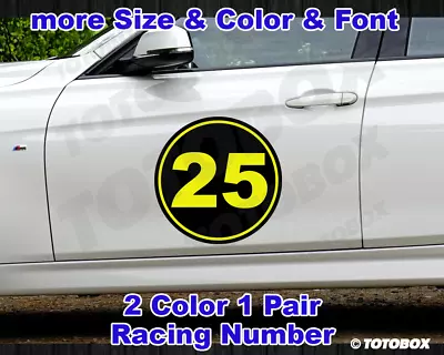 2x 2Color Custom Racing Number Circle Decal Auto Car Race Sport Sticker  • $16.50