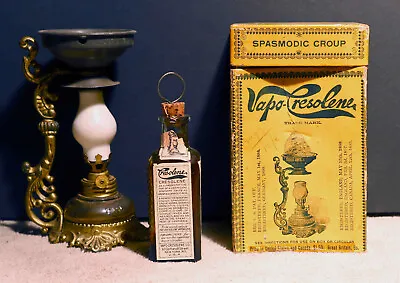 Antique 1910s NOS Vapo-Cresolene Kerosene Lamp Vaporizer Bottle Box All Parts • $187.87