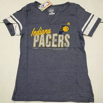 NWT Indiana Pacers NBA Basketball Blue Majestic Women’s T-Shirt Medium New • $5.42