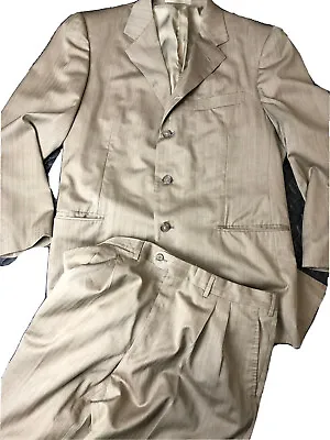 Ermenegildo Zegna Single Breasted Suit Wool Tan/Beige Size XL 54R RRP £1240 • £125