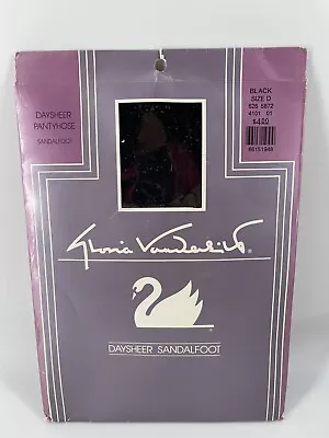 Gloria Vanderbilt Pantyhose Daysheer Sandalfoot SIze C Black - NEW • $11.95