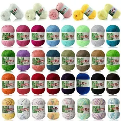 $1.10 • Buy 60 Colors Super Soft Bamboo Crochet Cotton Knitting Yarn Baby Kid Knit Wool Yarn