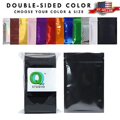 100 New Glossy Metallic Foil Mylar Resealable Bags In Different Colors And Sizes • $9.79