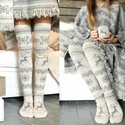 £3.98 • Buy Christmas Knee High Bed Socks Soft Warm Thermal Cosy Lounge Bed Socks Xmas Gift