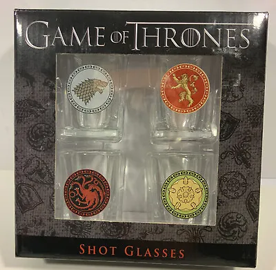 New GAME OF THRONES TV Shot Glasses Got Stark Lannister Tyrell Targaryen Boxed • £14.46