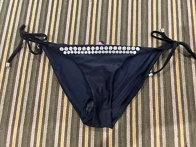 Victoria’s Secret Black Tie Side Bikini Bottoms Sz S  Acc347 • $36.40