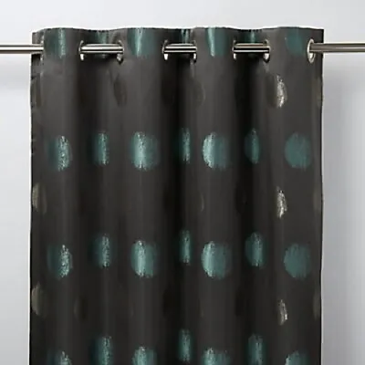 Kolla Dark Green Spotted Eyelet Curtain Single Panel 183 X 167 - New In Pack • £11.99