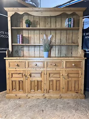 Can Delivery Country Farmhouse Pine Dresser Sideboard French Waxed Buffet • £295