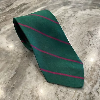 Brooks Brothers Vintage Green Magenta Striped Repp Silk Tie 3  Width • $49