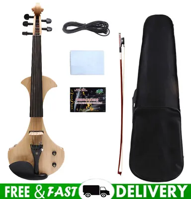 5 String Electric Violin 4/4 Solid Wood Violins Wood Color With Violin Case Bow • $272.08