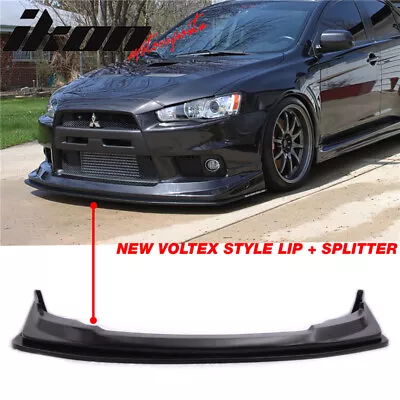 Fits 08-15 Mitsubishi Lancer Evolution X V Style Front Bumper Lip Splitter PU • $224.99