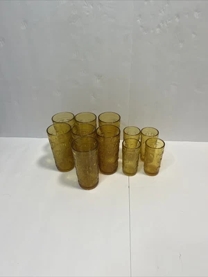 $50 • Buy Brockway American Concord Set Of 7 Vintage Amber Drinking & 4 Juice Glasses