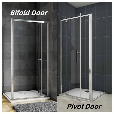 Bi Fold Pivot Shower Enclosure Door Glass Screen Walk In Cubicle Panel & Tray • £324