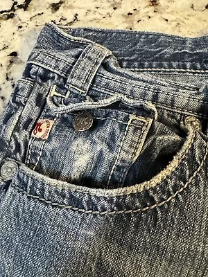 MEK Denim Jeans Mens 36x29 Maldives Boot Cut Button Fly Distressed • $27.06