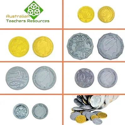 Australian Play Money Coins Maths  Resource Realistic Coins 10 X 6 • $16.70