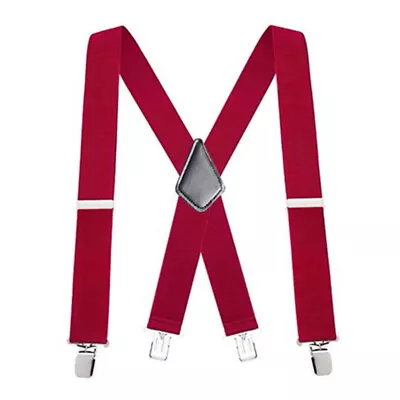 Mens Solid Color Regular X-Back Clip On Suspenders Adjustable Formal Dress Tux • $11.16