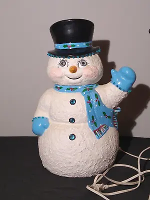 Vintage Ceramic Frosty Snowman Light Up Holiday LARGE Textured 17  • $45