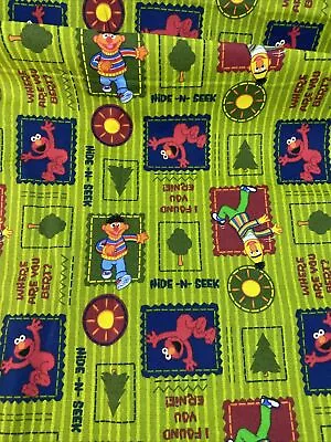 2007 Sesame Street Workshop Fabric 1+ Yd X 43  Ernie Bert Elmo Green Stripe • $24.80