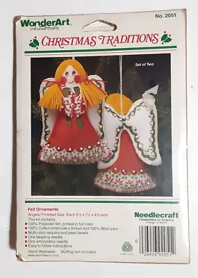Vintage - Wonder Art Christmas Traditions - Angels Felt Ornaments Needlecraft • $9.99
