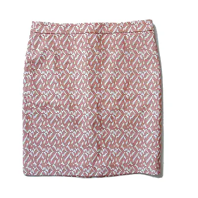 J.Crew Embroidered Ikat Pencil In Pumpkin Orange Textured Cotton Skirt 8 • $19