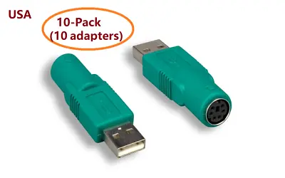 $17.99 • Buy PTC 10-Pack USB Male To PS2 Female Adapter Converter For PS/2 Logitech Mouse
