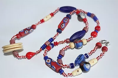 Vintage In Seattle Lot#163 Great Venetian African Glass Trade Beads Necklace • $7.05