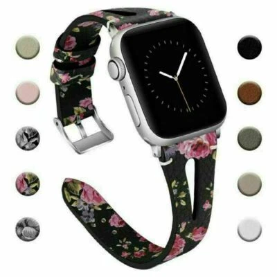 $8.79 • Buy Thin Genuine Leather Band For Apple Watch 38mm 42mm 40mm 44mm Series 5 4 3 2 1