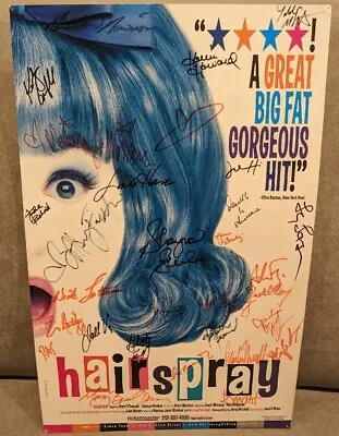 $195 • Buy Hairspray Original Broadway Cast Signed Window Card Poster 02 Winokur Fierstein 