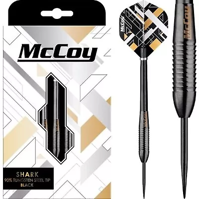 £34.95 • Buy McCOY SHARKGRIP 90% TUNGSTEN BLACK DARTS SET 26g + FREE WALLET